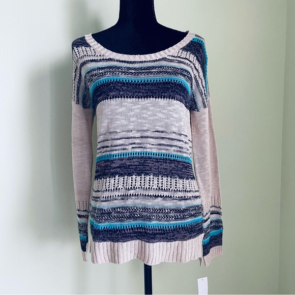 NWT Pink Rose Knitted Striped Sweater - Picture 1 of 6